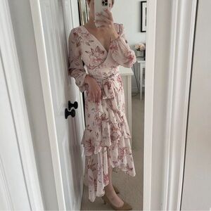 Ever New Pink Floral Ruffle High-Low Formal Dress - US W4 - Excellent Condition